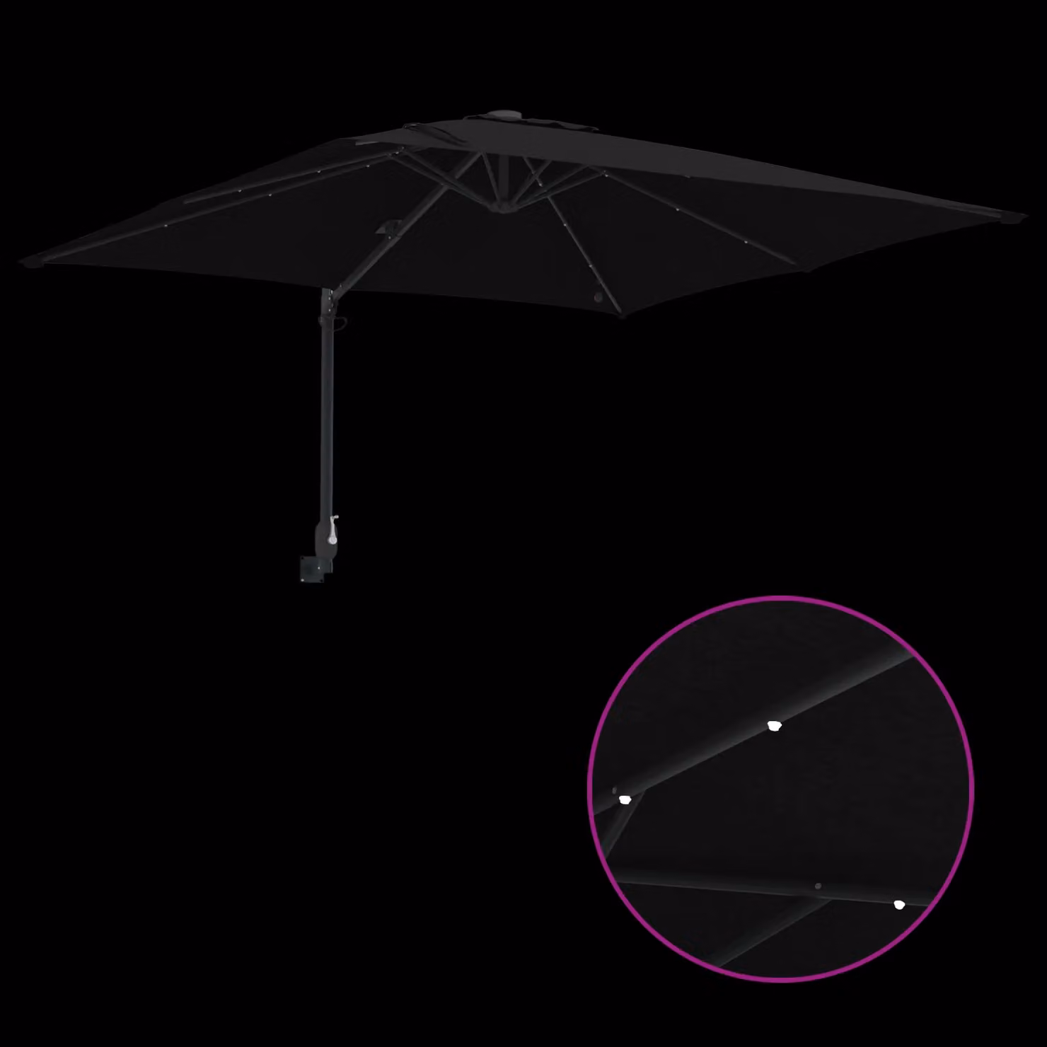 Berkfield Home Garden Parasol in Black with Polyester Fabric and Steel Frame, W/D/H: 248.5 x 247.5 x 119 cm – 5
