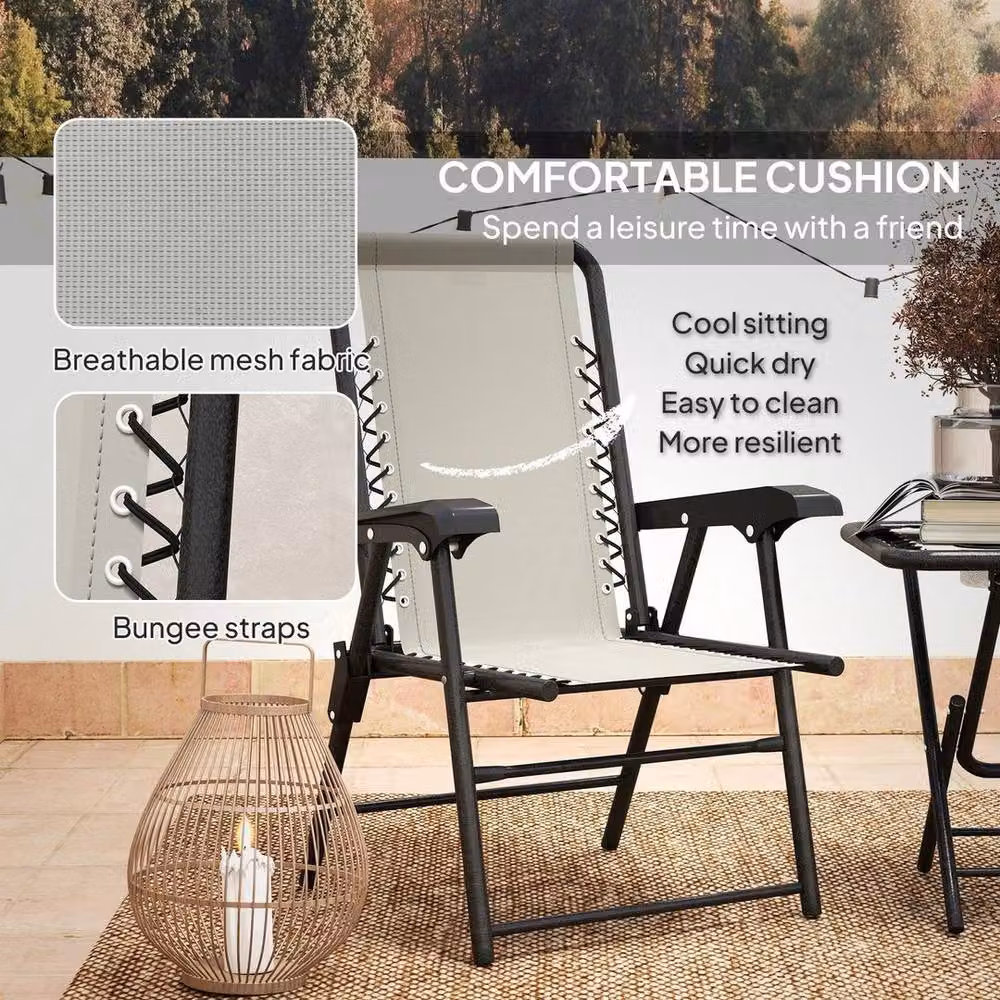 Kelvenix 3 Piece Folding Garden Bistro Set with Cup Holders in Black – 3