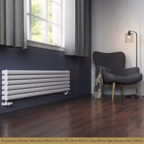 UK Radiators Omeara Axis White Elliptical Tube Horizontal Designer Double Panel Radiator W: 180 cm, H: 34.8 cm – 2