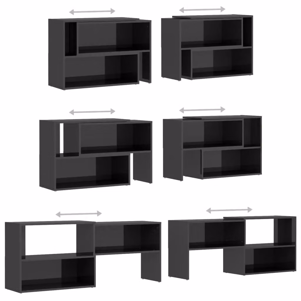 Berkfield Home High Gloss Grey Modern TV Cabinet, W: 149 cm, D: 30 cm, H: 52 cm – 4