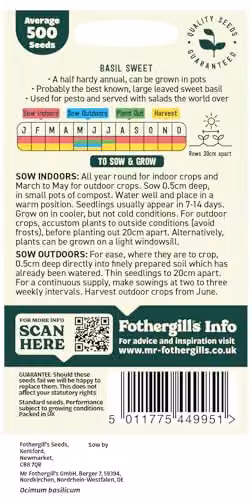 Mr Fothergill's Oh Sow Simple Basil Green Vegetable Seeds – 2