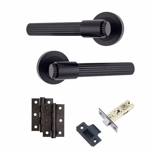 AXS Hardware Nevada Door Handle Pair on Rose in Matt Black