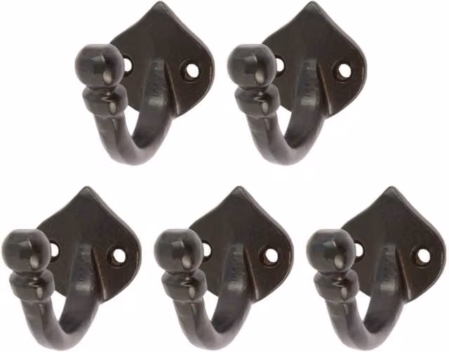 Havendro Set of 5 Arrow Head Cast Iron Wall Mounted Hooks, Black, W: 3.5 cm, H: 4 cm
