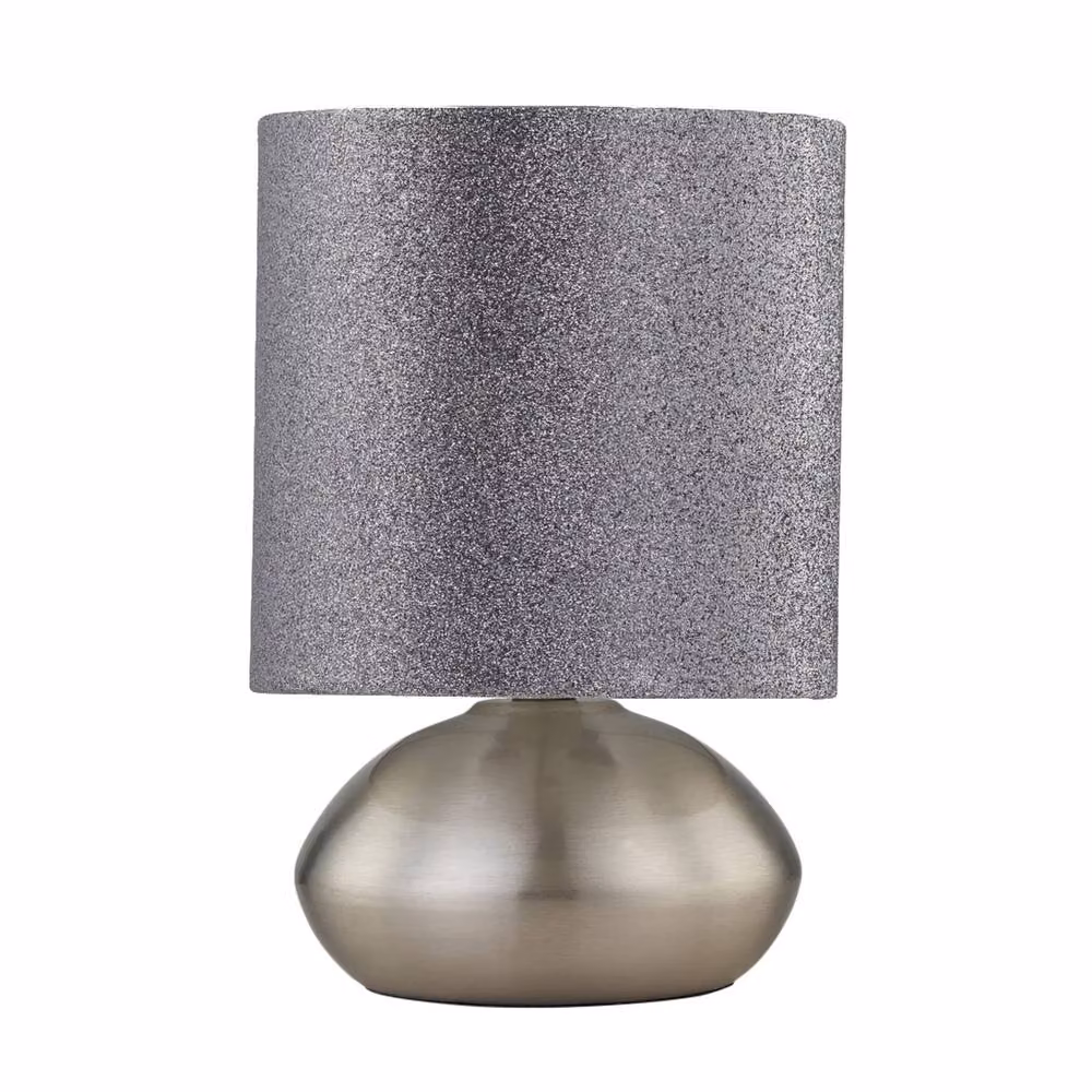First Choice Lighting Jenson Touch Table Lamp in Chrome with Silver Glitter Shade – 2