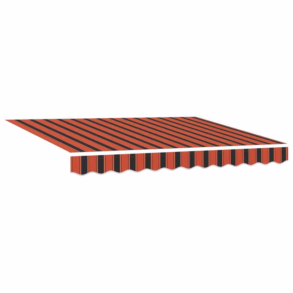 Berkfield Home Manual Retractable Folding Arm Awning in Orange and Brown Striped Polyester, W: 300 cm, D: 250 cm – 2