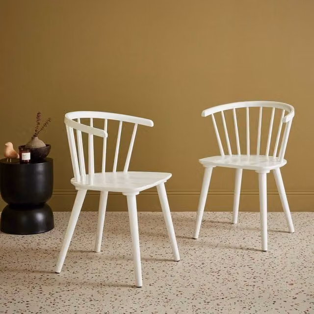 sweeek Pair of Dining Room Chairs in White and Walnut Wood – 1