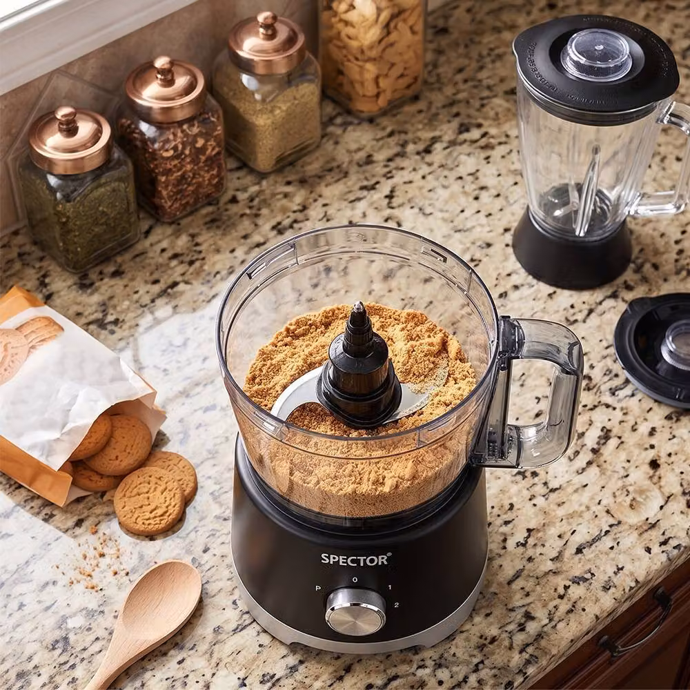 Spector Food Processor 1500W with 2.5L Bowl and 1.5L Glass Jug, Black – 2