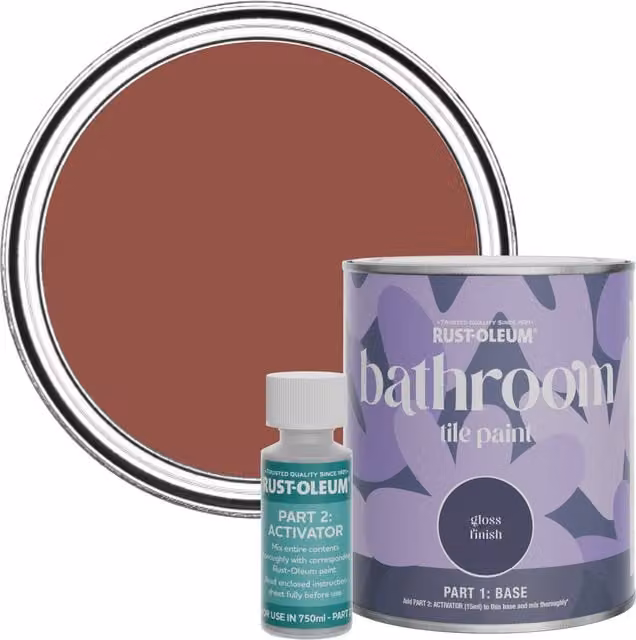 Rust-Oleum Bathroom Tile Paint in Gloss Finish, Fire Brick Red, 750ml