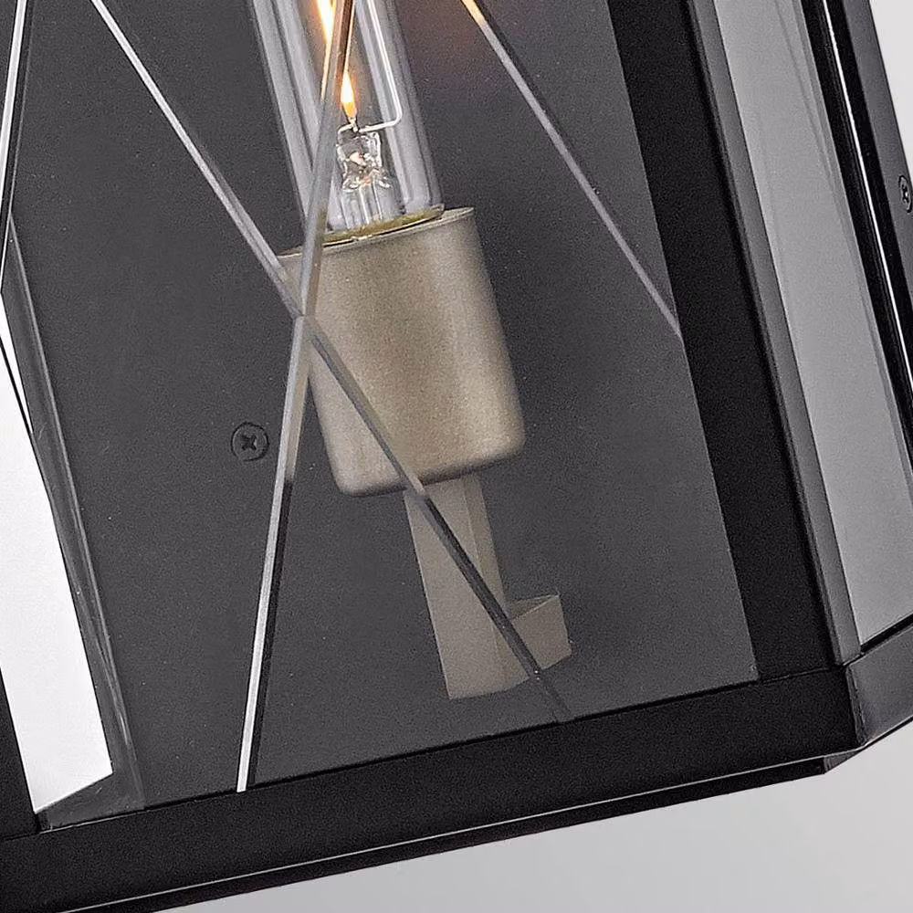Netlighting Monte Medium Flush Wall Lantern in Black with Transparent Glass, IP44 Rated – 3