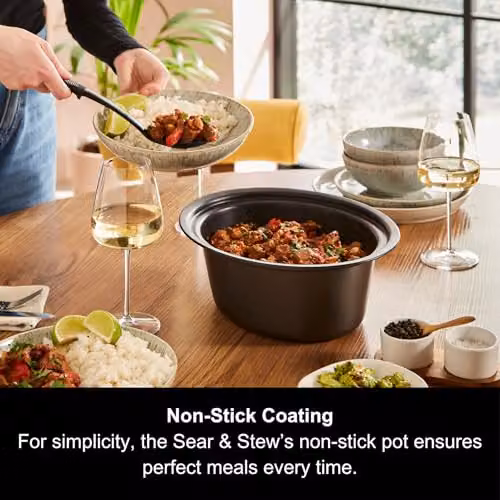 Morphy Richards Accents 3.5L Sear & Stew Slow Cooker, Red – 3