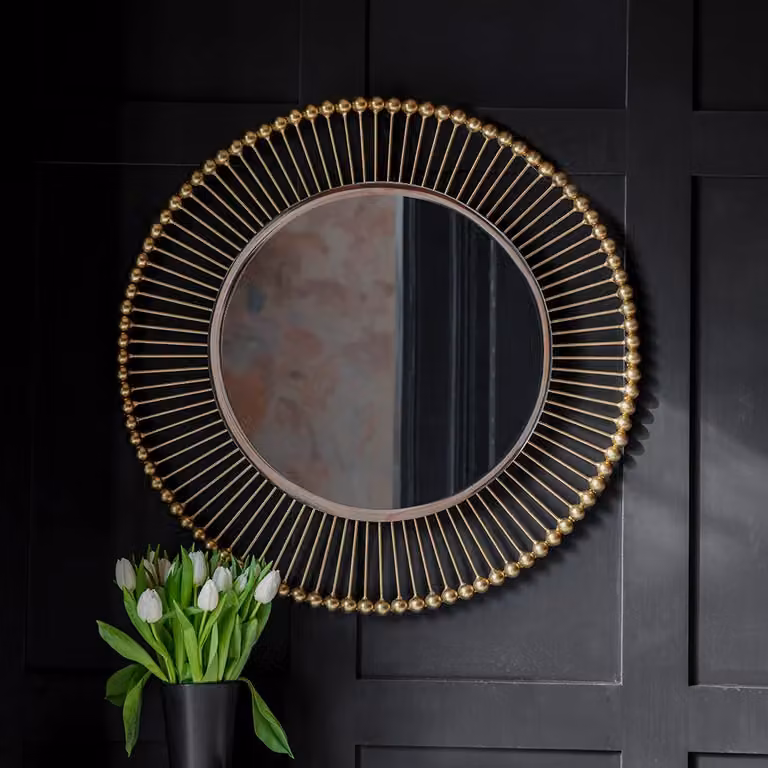 Atkin & Thyme SaintGermain Round Gold Wall Mirror
