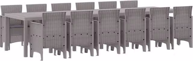 Berkfield Home 13 Piece Modern Poly Rattan Garden Dining Set with Cushions in Grey