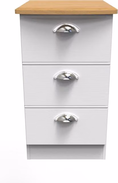 2 U Albert 3 Drawer Bedside Cabinet in White