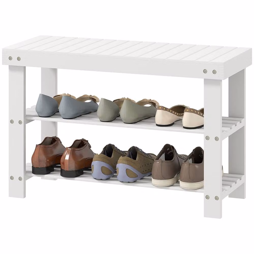 STILVORA White Bamboo Shoe Rack for Hallways – 2