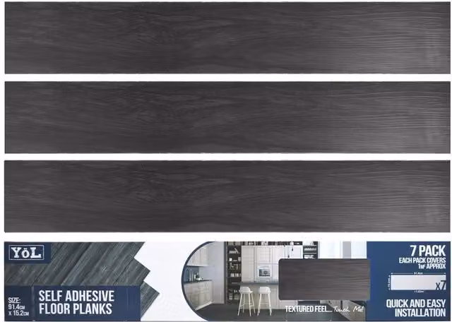 YoL Modern Wood Look Vinyl Floor Planks in Black and Anthracite