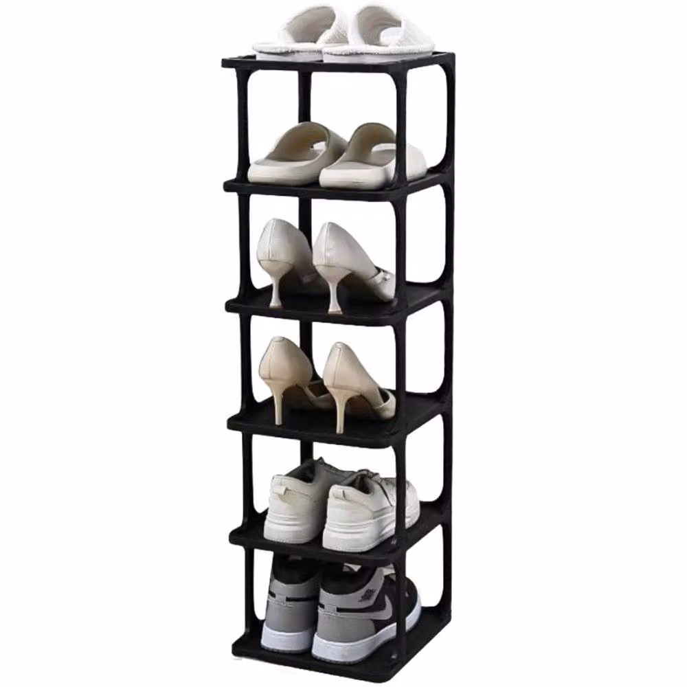 KORVIXA Black 6 Tier Metal Freestanding Narrow Vertical Shoe Rack – 4