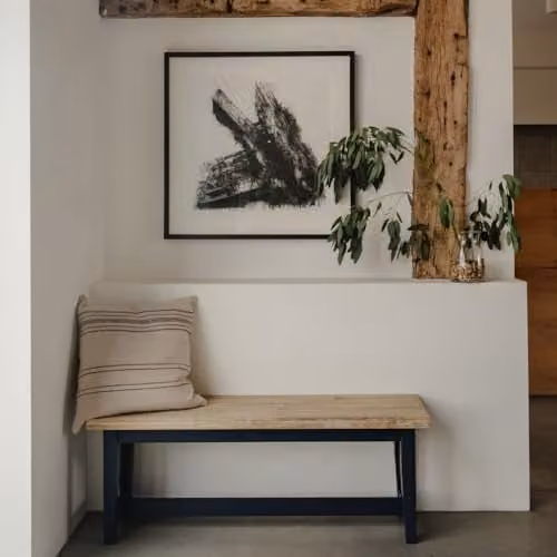 Statement Furniture Florence Solid Acacia Hardwood Dining Bench in Blue, W: 120 cm, H: 45 cm, D: 32 cm