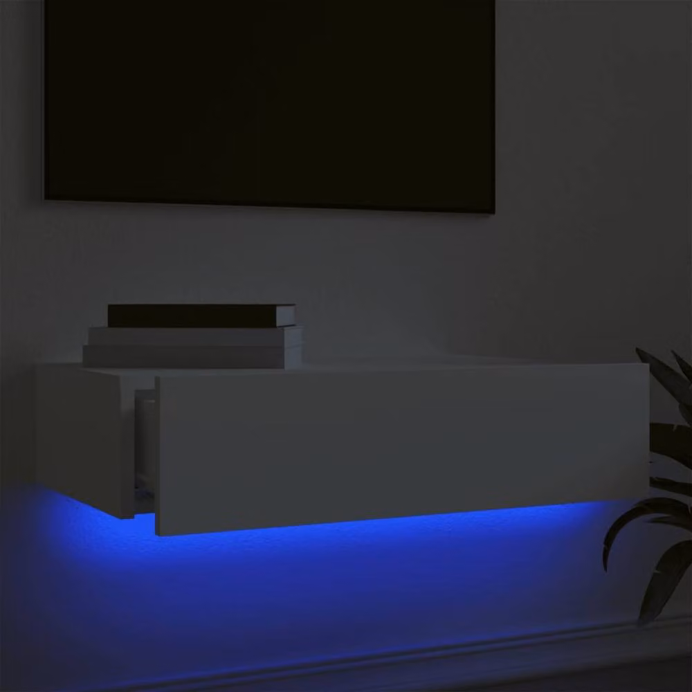 Berkfield Home Modern White TV Cabinet with LED Lights W: 60 cm, D: 35 cm, H: 15.5 cm – 3