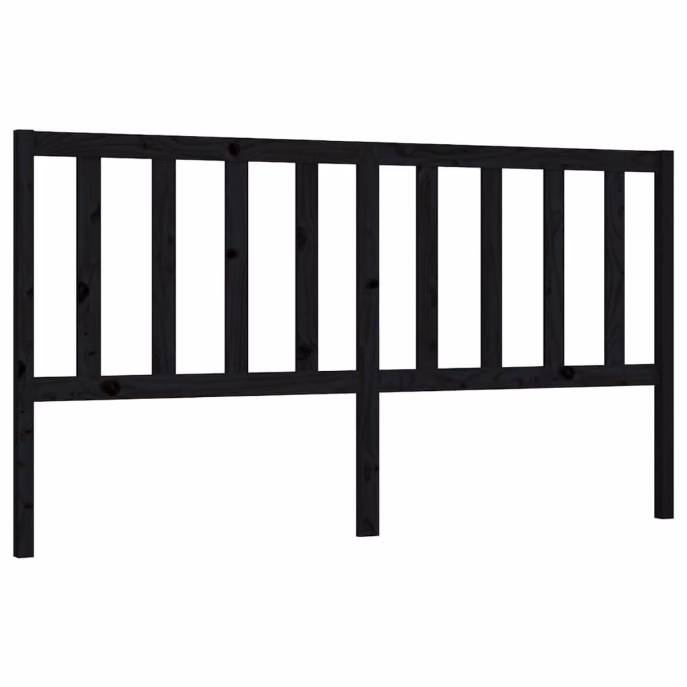 Berkfield Home Beautiful Black Solid Pine Wood Bed Headboard W: 206 cm, D: 4 cm, H: 100 cm – 2