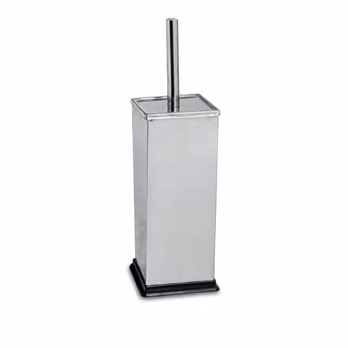 Harbour Housewares Silver Square Toilet Brush and Holder Set with Covered Stainless Steel Design – 1