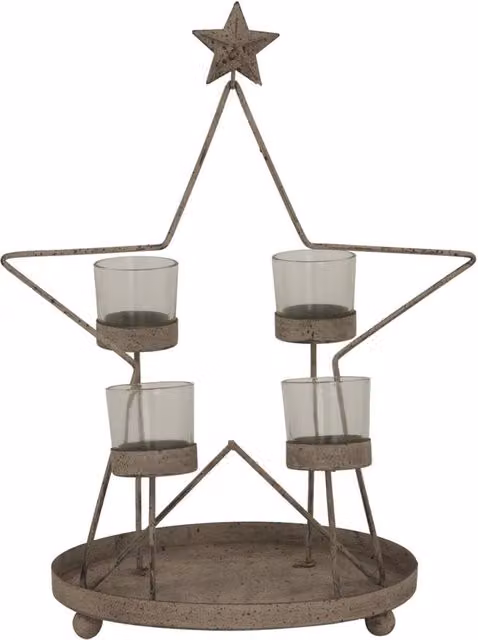 Hill Interiors Outline Star Tealight Candle Holder in Grey Metal