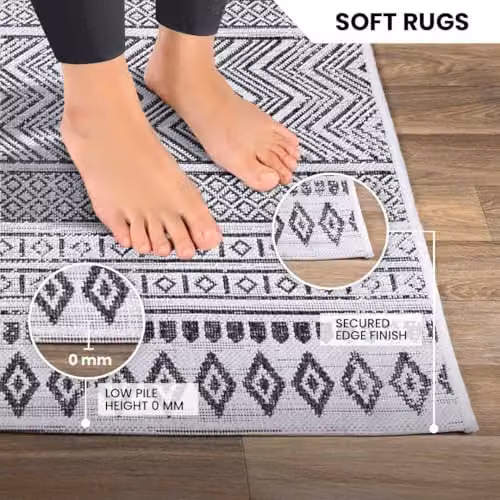 Livabliss Prague Boho Indoor Outdoor Rug, Black and White, W: 200 cm, D: 275 cm – 3