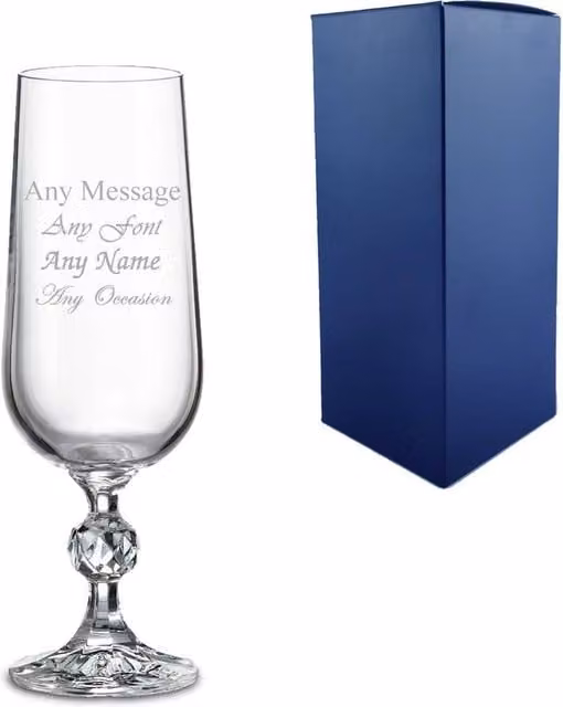 Uniqueful Personalised Crystal Champagne Flute, 6oz, Clear
