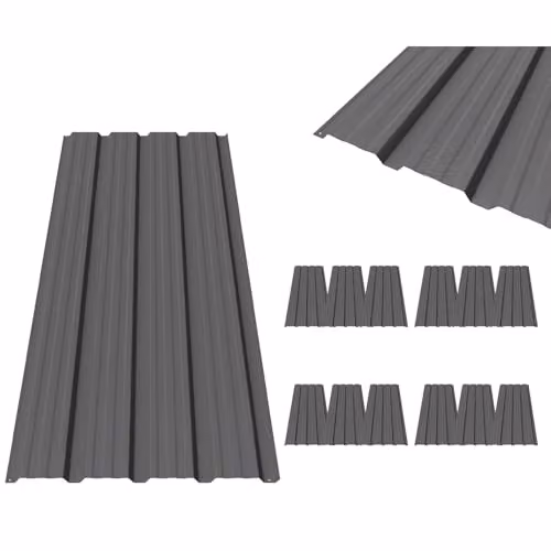 BIRCHTREE 12x Corrugated Metal Roof Sheets for Shed, Garage or Carport, Grey Wood Grain Steel Panels – 2