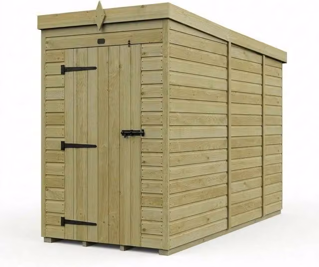 Buttercup Farm Brown Timber Pent Garden Shed with Single Door and No Windows, W/D/H: 274 x 122 x 210 cm