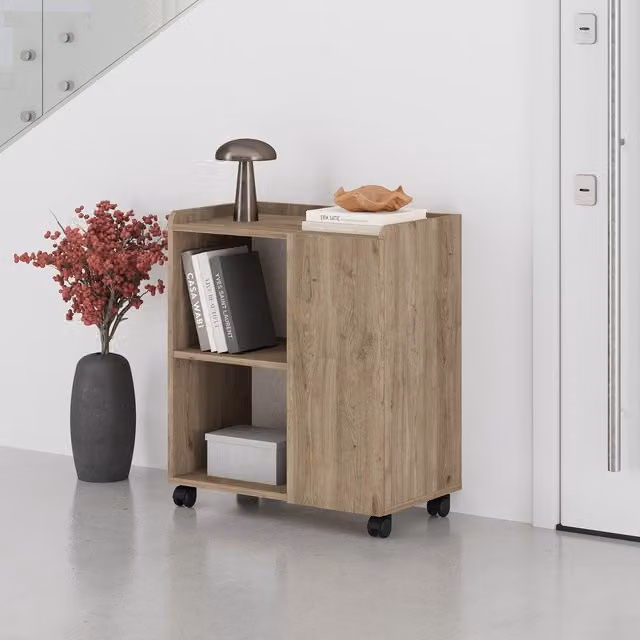 Decortie Zeo Modern Mobile Sideboard Cabinet with Castors, Brown, W/D/H: 70 x 40 x 80 cm