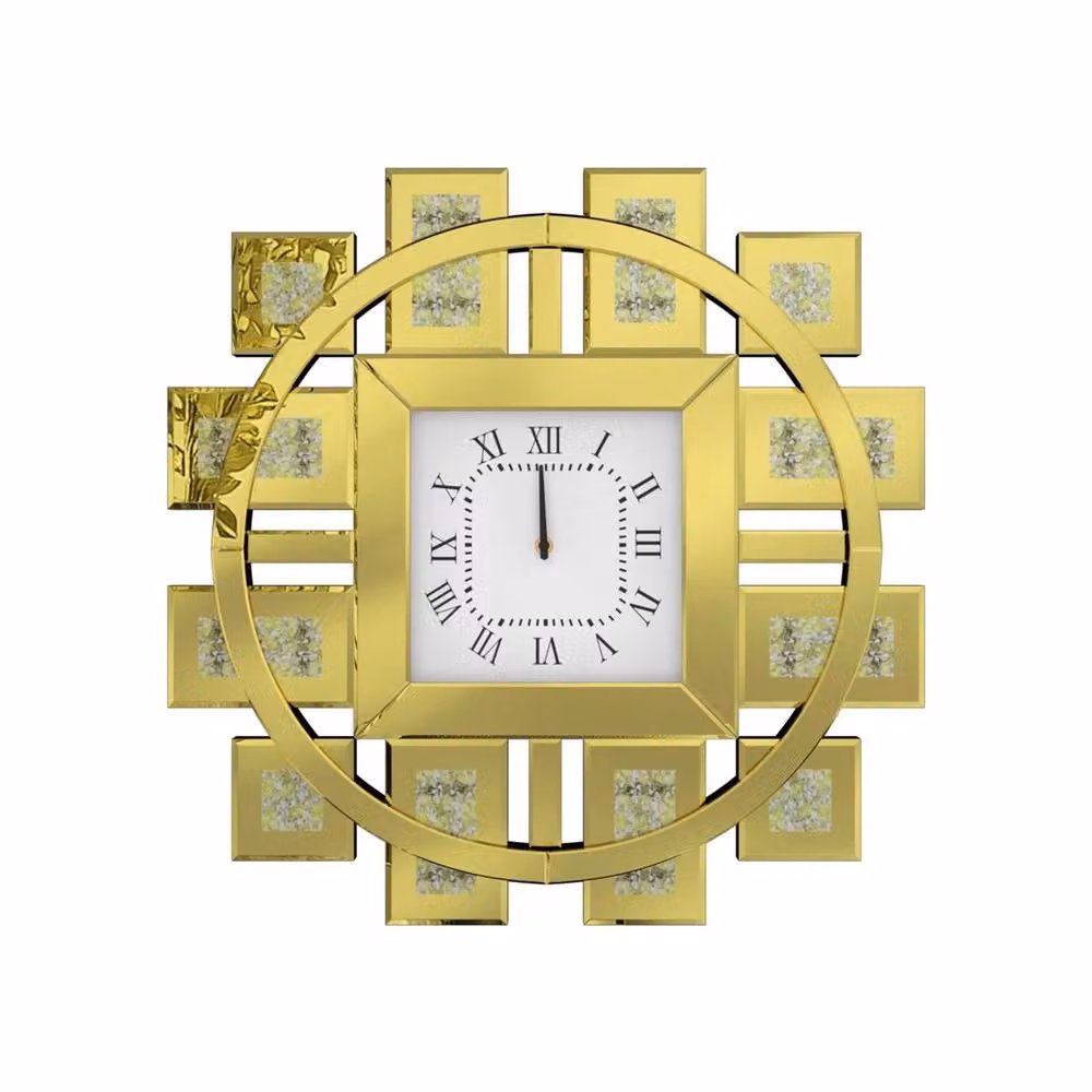 SPETLEK Crystal Crush Diamond Mirrored Wall Clock in Gold, W/D/H: 60 x 60 x 60 cm – 4