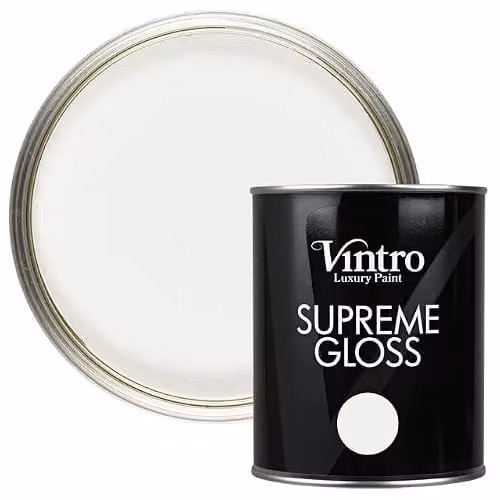 Vintro High Gloss Water Based Paint for Interior and Exterior Use on Walls, Wood and Trim, White - Crystal, 1 l