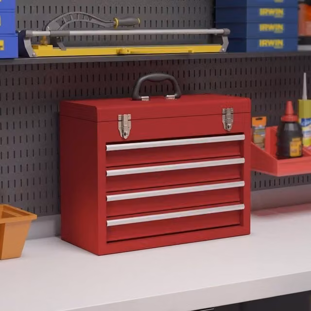 STILVORA Steel Tool Box with Drawers and Top Storage in Red – 1