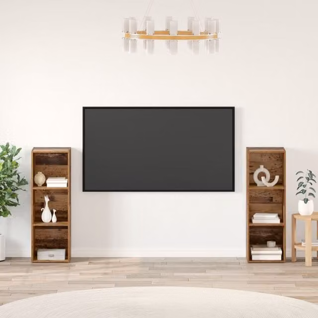 Berkfield Home 2-Piece Storage Shelf Set in Brown Old Wood, W/D/H: 107 x 35 x 37 cm – 1