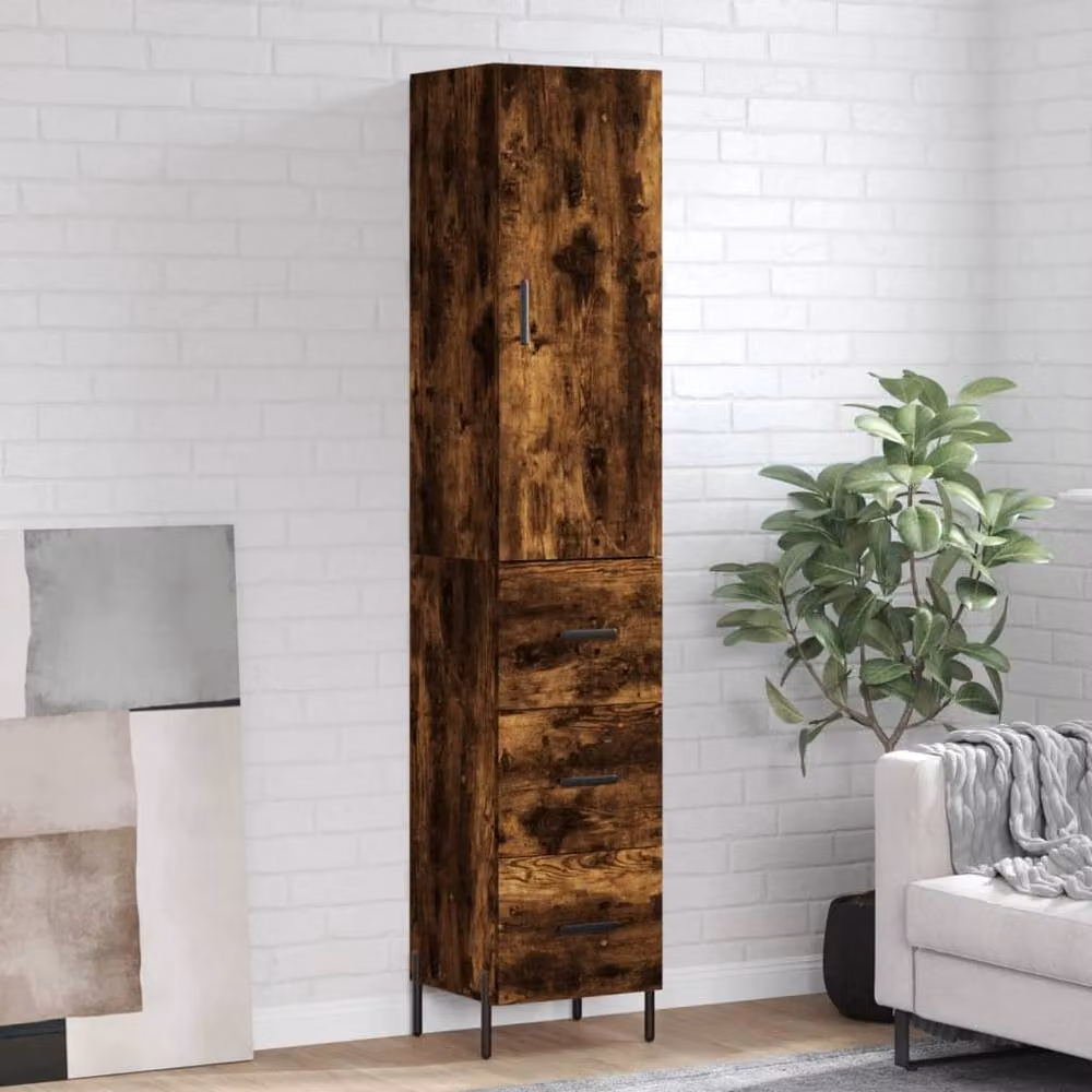 Berkfield Home Highboard in Smoked Oak, Brown, W/D/H: 34.5 x 34 x 180 cm – 2