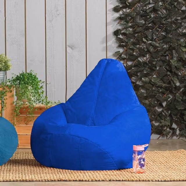 Bean Bag Bazaar Set of 2 Blue Outdoor Kids Bean Bag Chairs with Filling