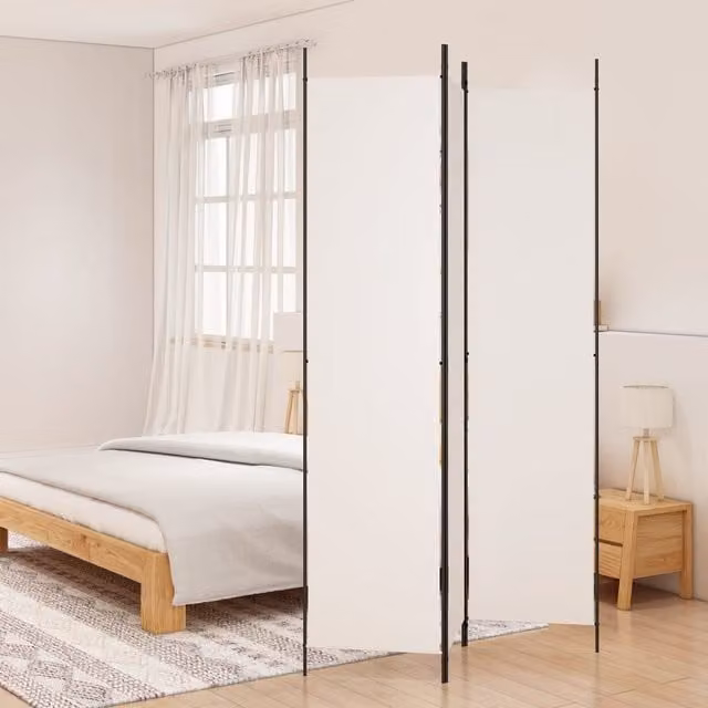 Berkfield Home 3-Panel Fabric Room Divider, White, W: 150 cm, H: 220 cm