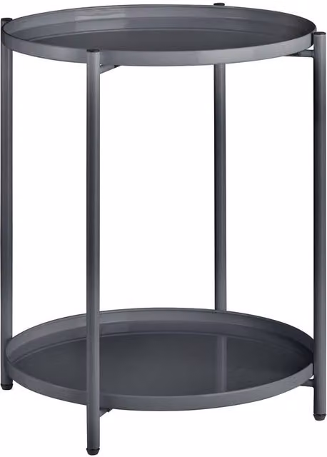 tectake Round Side Table in Minimalist Design with Height-Adjustable Feet, Grey, W/D/H: 45.5 x 45.5 x 53 cm – 4