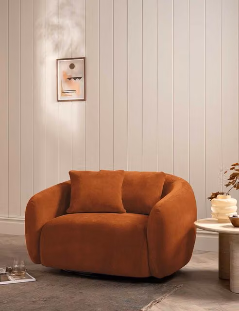 Barker and Stonehouse Cocoon Chenille Swivel Snuggle Chair in Orange