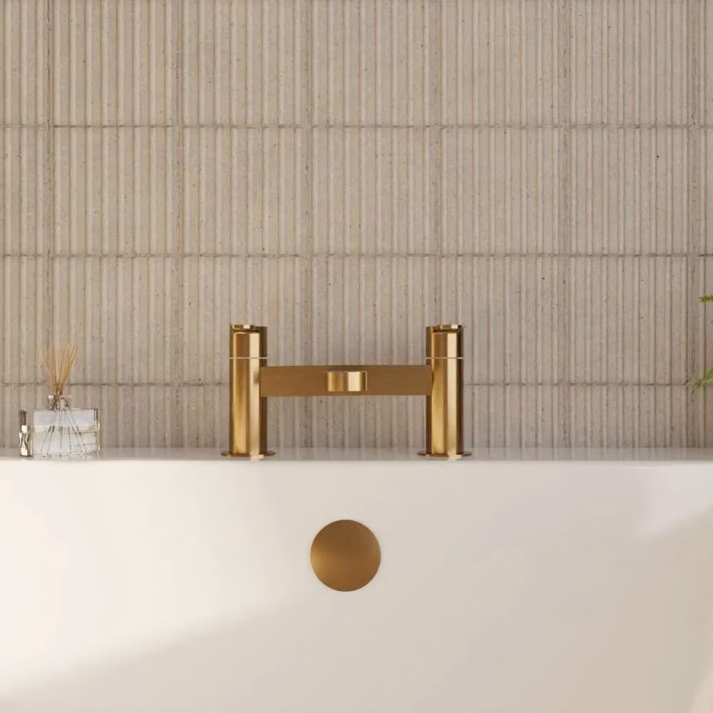 Balterley Round Deck Mounted Bath Filler Tap with Two Handles in Brushed Brass – 2