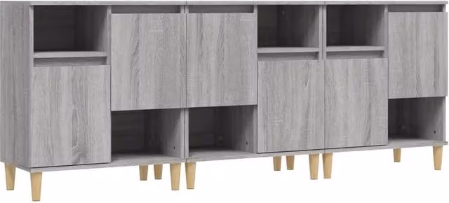 Berkfield Home 3-Piece Sideboard Set in Grey Sonoma, Engineered Wood, W/D/H: 60 x 35 x 70 cm