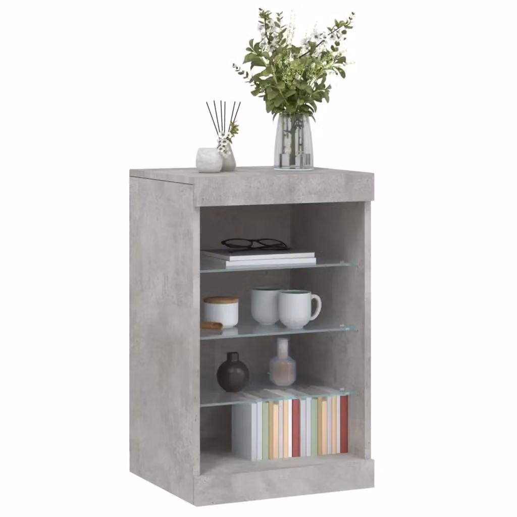 Berkfield Home Modern Sideboard with Integrated LED Lights in Concrete Grey, W/D/H: 41 x 37 x 67 cm – 4