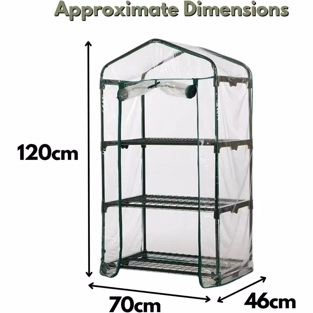Marco Paul 3 Tier Mini Greenhouse with Reinforced Transparent PVC Cover, W: 100 cm, D: 50 cm, H: 120 cm – 2