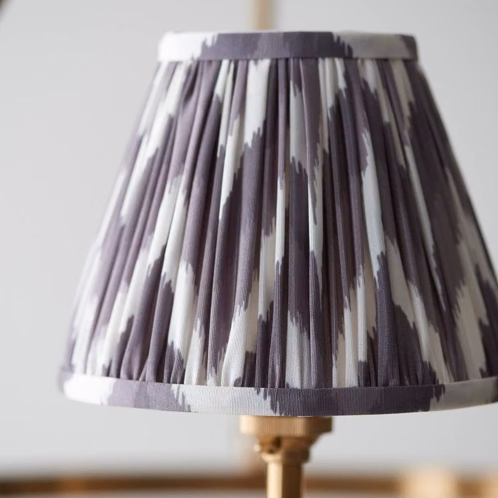 Netlighting Chester Pendant Light with Grey Fabric Zigzag Shade and Brass Details, 3 x B22 – 3