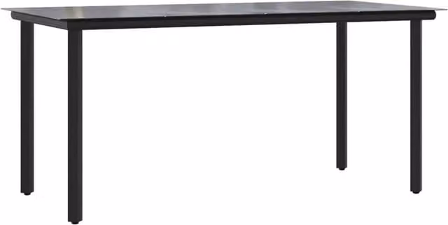 Berkfield Home Rectangular Garden Dining Table in Black with Steel and Tempered Glass, W/D/H: 160 x 80 x 74 cm – 1
