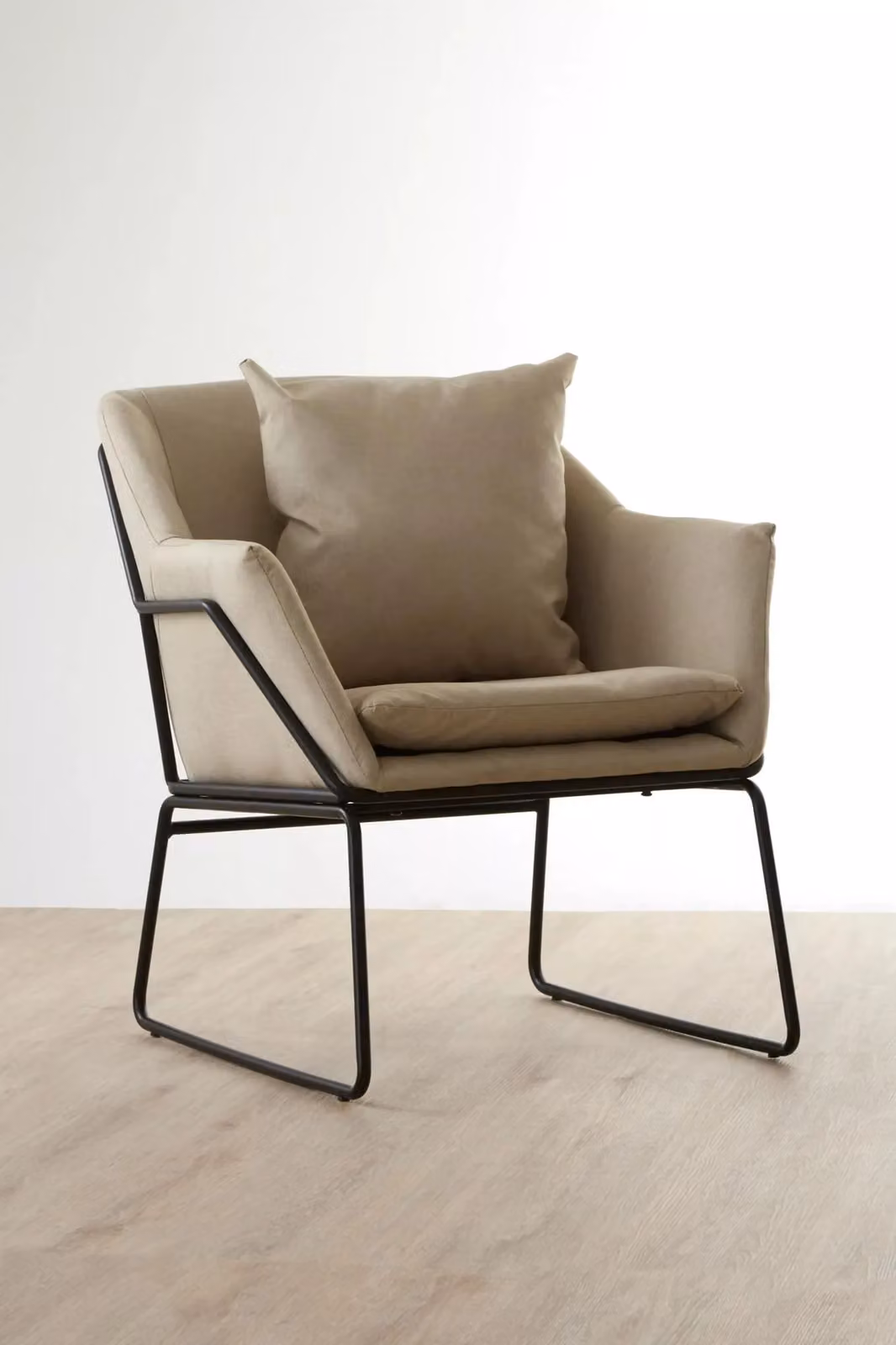 Orsina Stone Armchair in Beige with Black Metal Frame – 2
