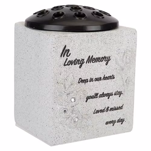 VFM e-Store Memorial Condolence Flower Pot Ornament, Grey, W/D/H: 14 x 13.5 x 13.5 cm