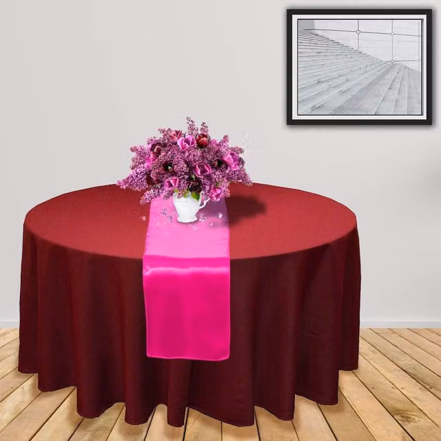 Trimming Shop Plain Satin Table Runner in Fuchsia Pink
