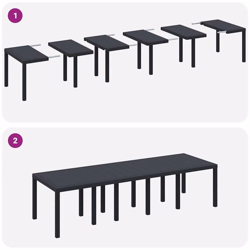 Berkfield Home Modern Anthracite Poly Rattan Garden Table, W/D/H: 300 x 100 x 73 cm – 6