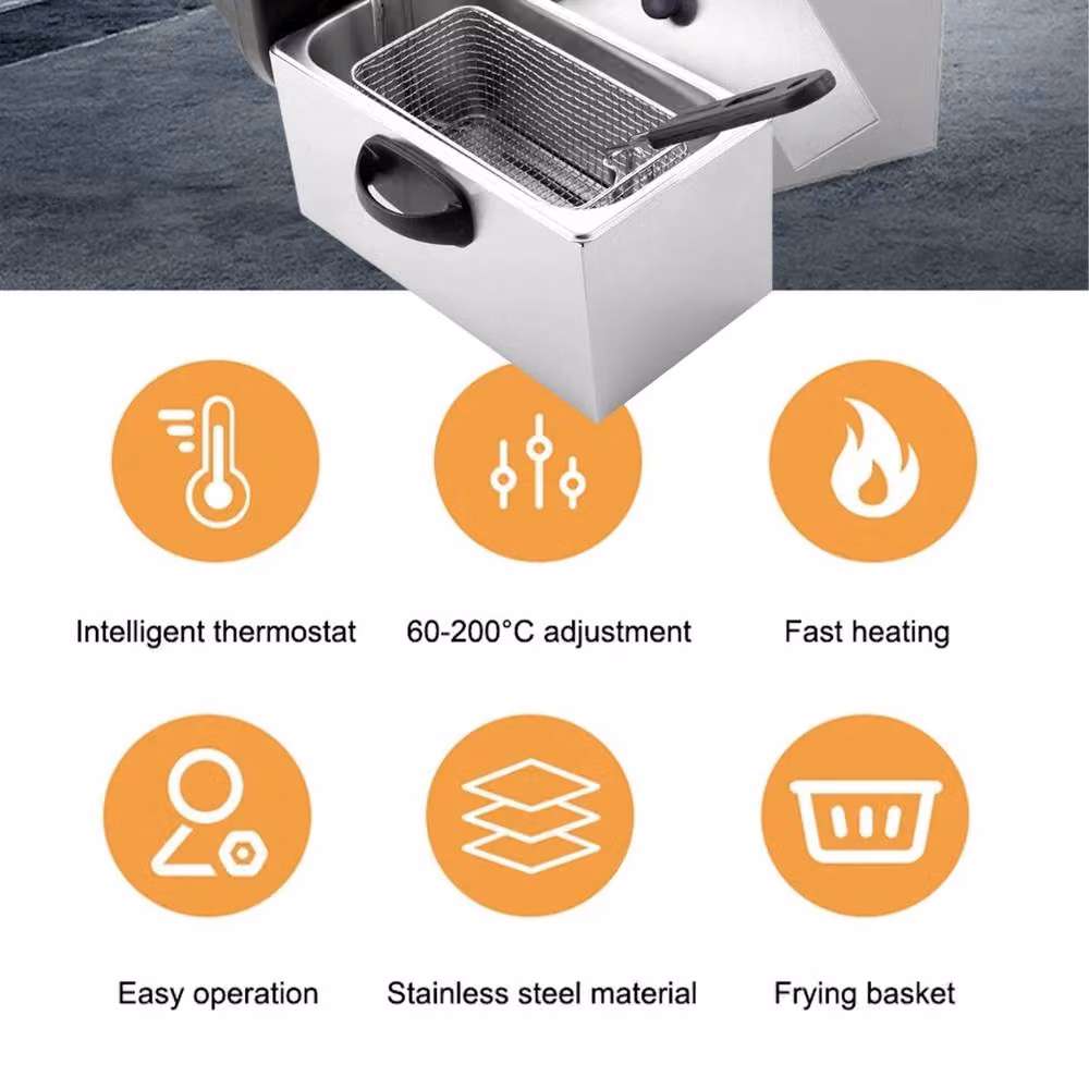 Havendro 4L Electric Stainless Steel Deep Fryer with Basket in Silver – 4